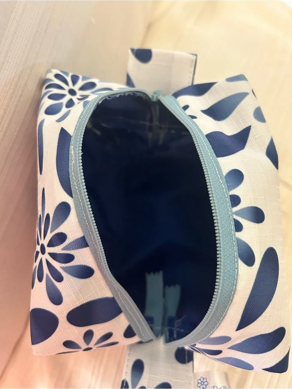 Navy Floral Cosmetic Travel Pouch - Lightweight Makeup Bag